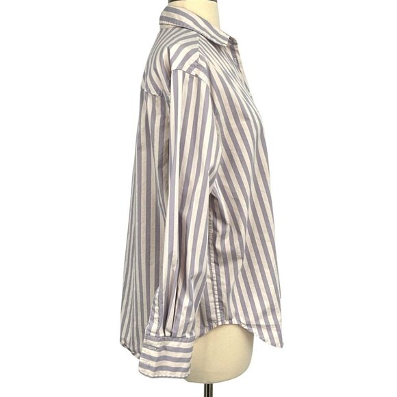 AYR The Deep End Shirt Lilac White Button Up Size XS Striped Long Sleeve - Picture 5 of 9
